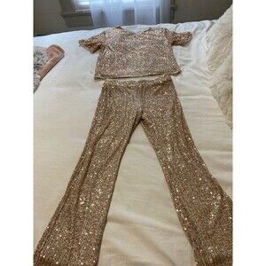 Girls Sequin Flare Party Outfit - Cat & Jack™ Rose Gold- New without tags